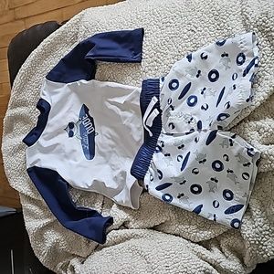 Shark swim set with rashquard 9-12 months swim short set